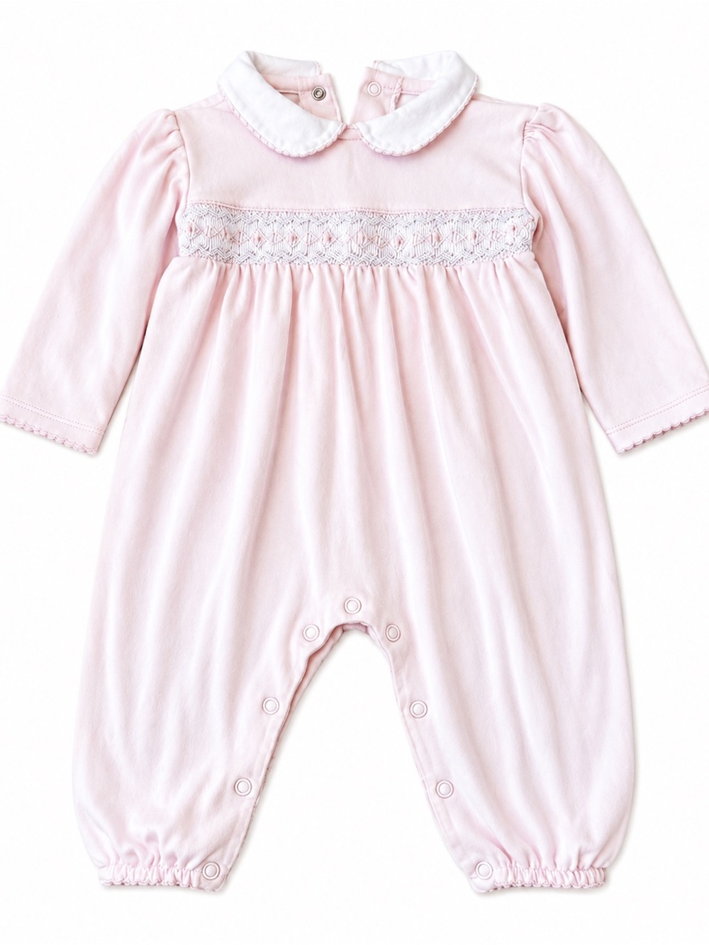 Smock Pink Baby Romper with Lace Detail
